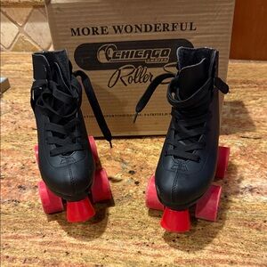 Kids Chicago Skates Black Roller Skates with Red Wheels size 1